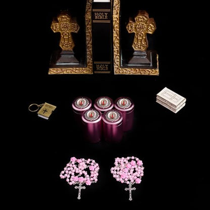 6mm Rosary Beads with Rosary Box, Black Glass Saint Benedict Necklace, Anglican Prayer Beads Catholic Gifts - color: Rosary-6-6