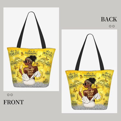 Funny Christian Tote Bags For Women With Zipper Christian Gifts For Work Gym Travel Beach Women With Large Capacity - color: African American