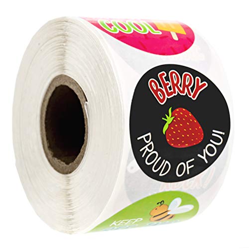 Motivational Homework Lesson Stickers / 500 School Classroom Grading Label Roll / 1.5" Bright Teacher Round Decals / 8 Uplifting Student Reward Designs/Made in The USA - color: Homework Lesson