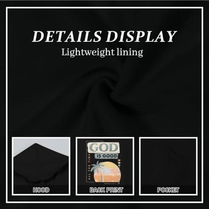 Fkatuzi Christian Graphic Hoodies For Boys Jesus God Is Good Hoodie Kids Faith Verse Bible God Religious Beach Pullover Tops - color: Black, size: 7-8 Years