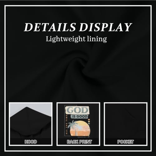 Fkatuzi Christian Graphic Hoodies For Boys Jesus God Is Good Hoodie Kids Faith Verse Bible God Religious Beach Pullover Tops - color: Black, size: 11-12 Years