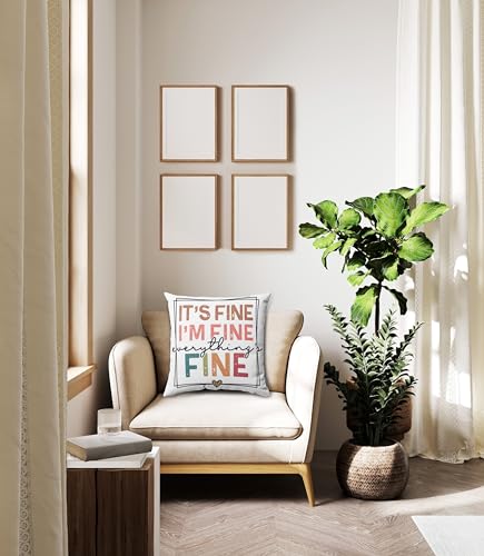 It's fine I'm fine Everything is fine Funny Throw Pillow Covers case 18x18，Sarcastic Gifts for Women - color: Color01