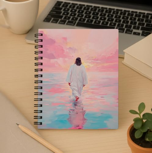 bitCNY Jesus Walking on Water Notebook Set, Christian Faith Journals 855 - color: Jesus Walking with Little Girl Dancing