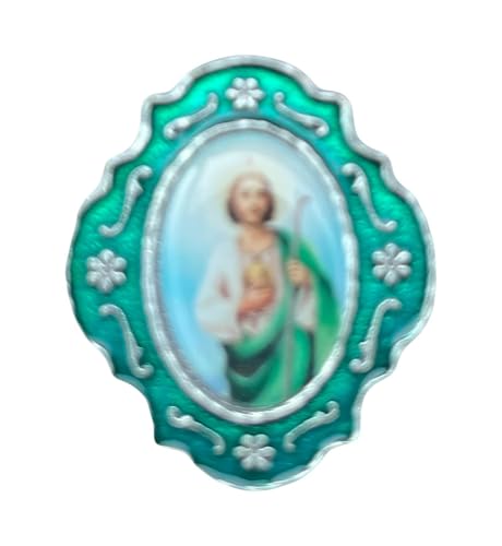 Catholic Silver Linked Rosary Set – 3mm Beads, 14.25" Length, Metal Keepsake Gift Box with Enamel Inlay – Perfect First Communion Gift (St. Jude) - color: St. Jude