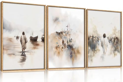 Large Jesus Christian Framed Canvas Wall Art -16"x24"x3 - color: Christian Jesus Wall Art, size: 16"L x 24"W