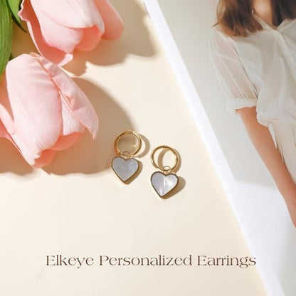 Natural White Sea Shell Long Pendant Earrings for Women Iridescent Elegant 18K Gold-Plated Titanium Steel Jewelry Minimalist & Unique - color: 4023-Gold