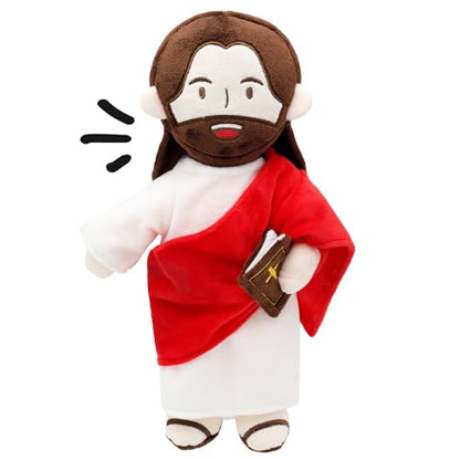 Yelakey Jesus Plush - 13.4“ Voice Jesus Plush Toy Speaking 20 Bible Verses and Singing 3 Bible Songs, Religious Stuffed Doll for Kids, Christian Easter Gift for Church and Sunday School - color: Red