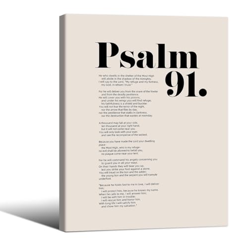 Bible Verses Psalm 91 Wall Art Christian Positive Quote Scripture Posters 08x10 inch Framed Modern Inspirational Affirmation Canvas Prints for Church Wall Decor - color: Black, size: 10.1"L x 8.1"W