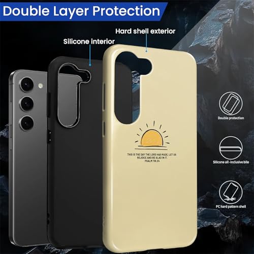 for Samsung Galaxy S23 Case,Dual-Layer Hard Shell + Silicone Phone Cover,Full Body Protection Shockproof Case for Samsung Galaxy S23-Christian Bible Verse Minimalist - color: Christian Bible Verse Minimalist, size: Samsung Galaxy S23