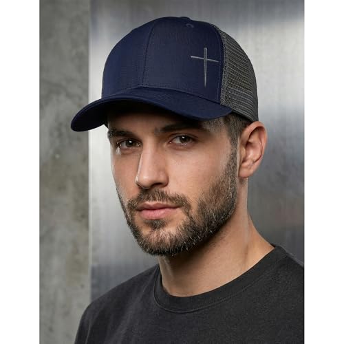 Christian Hats for Men Women,Jesus Cross Hat Christian Religious Gifts for Birthday/Christmas - color: 381.nany Blue