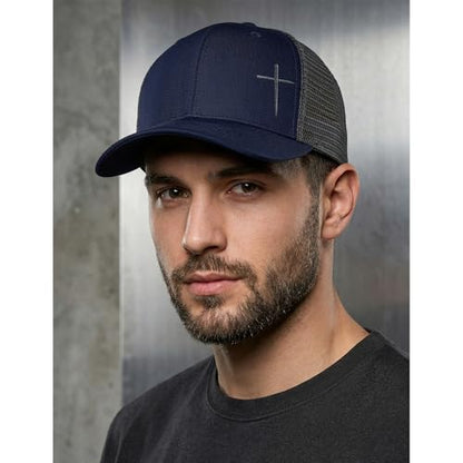 Christian Hats for Men Women,Jesus Cross Hat Christian Religious Gifts for Birthday/Christmas - color: 381.nany Blue