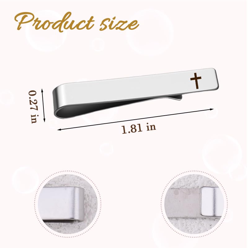Man Of God Tie Clips 3 Set - Godfather Godson Christmas Engraved Gifts for Men Son Husband Dad Birthday Gifts from Wife - style: be strong and courageous set