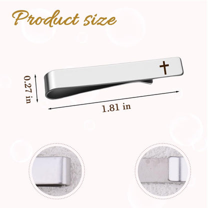 Man Of God Tie Clips 3 Set - Godfather Godson Christmas Engraved Gifts for Men Son Husband Dad Birthday Gifts from Wife - style: be strong and courageous set