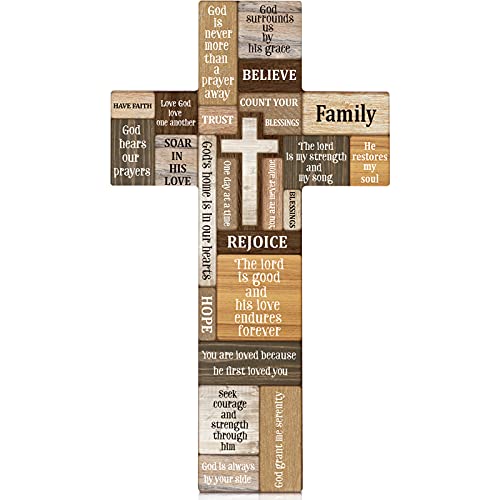 Jetec Cross Wall Decor Christian Religious Wooden Cross, 10.6 x 6.1 Inch - size: 10.6"L x 6.1"W