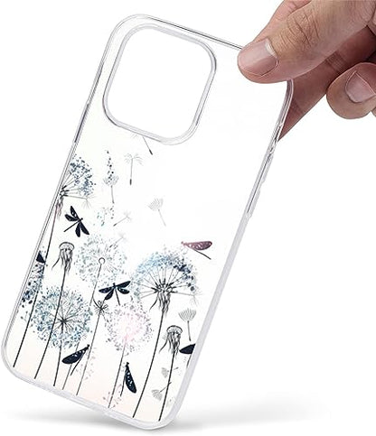 Compatible iPhone 15 Pro Max Case, Aesthetic Dandelion Flower Dragonfly Pattern, Slim Soft TPU Protective Case with Anti-Slip, Shock-Absorbent, Wireless Charging Compatible Feature - color: Pattern-3, size: iPhone 15 Pro Max (6.7 inch)
