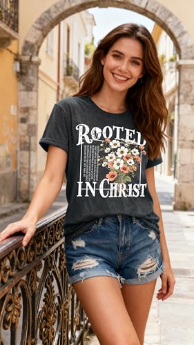 Christian Shirts for Women Jesus Tees Faith Shirts Bible Verse Print Tops - color: Darkgreya, size: Small