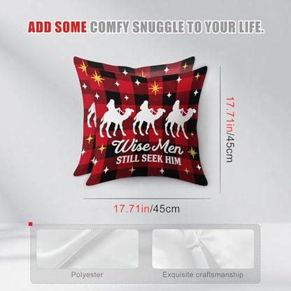 HOMETITUTE Set of 2 Christmas Wise Men Throw Pillow Covers 18x18 Inch - color: Christmas Throw Pillow Covers #06