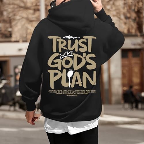 Christian Hoodies for Men Jesus Hoodie Religious God Sweatshirts Faith Bible Verse Sweatshirt Inspirational Pullover - color: Black, size: Small