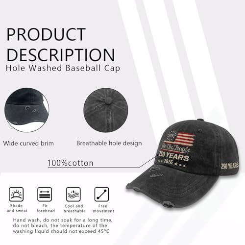 250th Anniversary 250 Years Freedoms Baseball Hat Running Embroidered Cap for - color: 250th Anniversary 250 Years Freedoms12