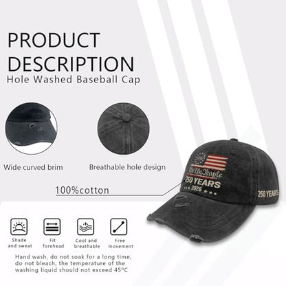 250th Anniversary 250 Years Freedoms Baseball Hat Running Embroidered Cap for - color: 250th Anniversary 250 Years Freedoms12
