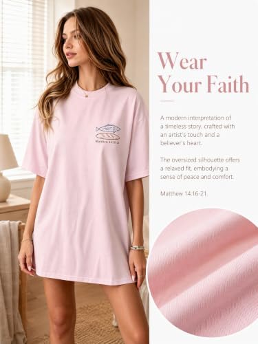 Muicy Women's Christian T Shirt Faith Based Tees Bible Verse Shirts Short Sleeve Summer Graphic Tees - color: Pink, size: Medium