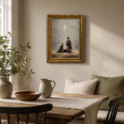 Nativity Scene Canvas Wall Art Framed Christian Rustic Artwork 10x8 Inch - color: Nativity Scene Canvas 25, size: 10"L x 8"W