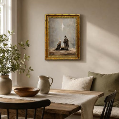 Nativity Scene Canvas Wall Art Framed Christian Rustic Artwork 16x12 Inch - color: Nativity Scene Canvas 25, size: 16"L x 12"W