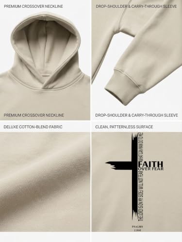Eatbook Christian Hoodies for Men Faith Over Fear Cross Graphic Hoodie - color: Apricot, size: XX-Large