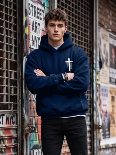 Christian Hoodies for Men Jesus Hoodies Faith Bible Verse Graphic Pullover - color: Blue, size: XX-Large