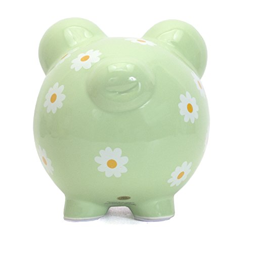 Child to Cherish Ceramic Piggy Bank for Girls, Daisy Green - color: Daisy Green