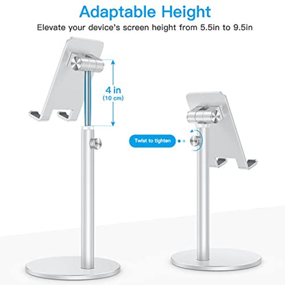 OMOTON CA04 Aluminum Tablet Phone Stand, Adjustable Desk Stand Silver - color: Silver
