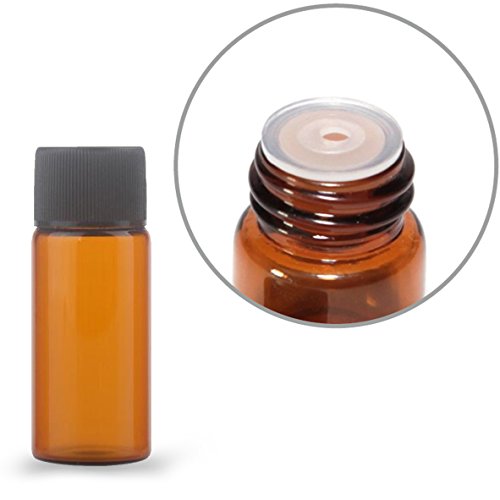 12 Pack Set Brown Screw Cap Glass Bottle Small Mini Empty Oil Amber Vial (10ml) - style: 10ML