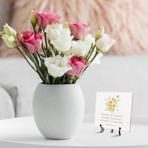 Christian Spring Desk Decor, Wildflowers Wood Sign With Iron Stand, Bible Verse Wooden Plaque, Spring Gifts For Family Friends Colleagues, Religious Spring Decor For Farmhouse Home Office -66