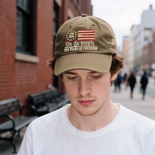 U.S. 250th Anniversary 250 Years Freedoms 1776-2026 Baseball Hats Funny - color: Pigment Khaki4