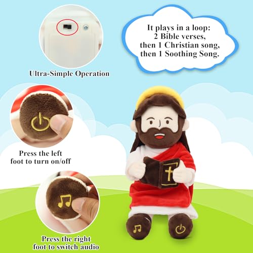 Yelakey Speaking Jesus Plush Doll 13.4", Religious Gift for Kids - color: Red