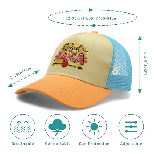 Embroidered Baseball Cap for Women - 2025 Trendy hat Adjustable Breathable Summer Beach Hat Christmas - color: Blessed Nana Grandma