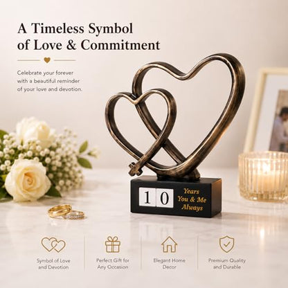 for Couples, Cross Heart Statue with Year Blocks