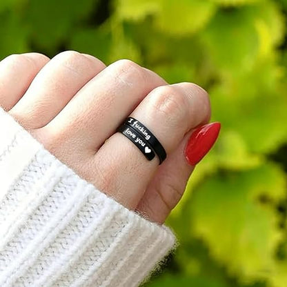 Faith Over Fear Cross Inspirational Rings for Women Daughter, Christian Blessed Hope Love Encouragement Rings Adjustable Open Tiny Purity Wrap Thumb Cross Ring Jewelry Graduation Cocktail Party - color: Fcking Love You Black