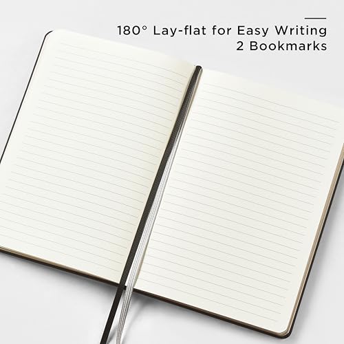 &And Per Se Lined Journal and Pen Set, A5 Leather Hardcover Notebook with Pen & Stationary Set, 160 Pages 100GSM Thick Ruled Paper Journal for Business Work Writing (Black) - color: Black