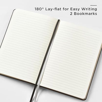 &And Per Se Lined Journal and Pen Set, A5 Leather Hardcover Notebook with Pen & Stationary Set, 160 Pages 100GSM Thick Ruled Paper Journal for Business Work Writing (Black) - color: Black