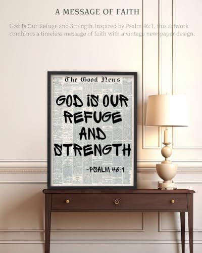 iHery 12x16in Psalm 46:1 God Is Our Refuge Framed Christian Wall Art - color: Black Frame Psalm 46, size: 16"L x 12"W