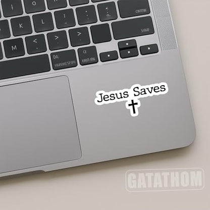 (3Pcs) Jesus Saves Cross Sticker Christian Religious Faith Stickers, Waterproof Vinyl Decals for Laptop Tumbler Water Bottle Scrapbook, 3" X 1.2" - color: Jesus Saves