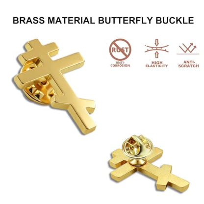 10/20/50/100Pcs Gold Plated Eastern Orthodox Cross Religious Pins Bulk