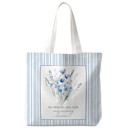 Christian Tote Bag - color: Blue Floral