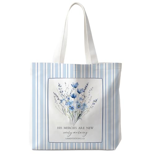 Christian Tote Bag - color: Blue Floral
