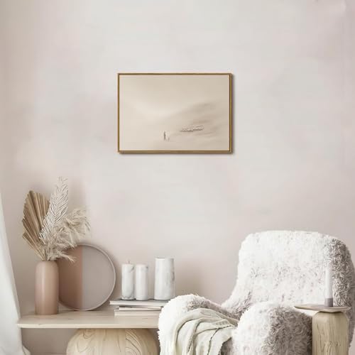 Jesus Leaves the 99 Sheep Wall Art, Modern Christian Canvas Decor Framed - color: Leave, size: 16"x24" Natural