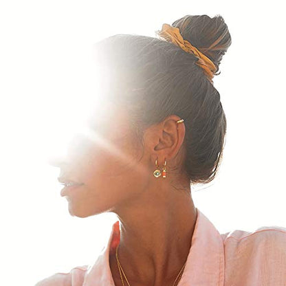 MYEARS Women Earrings Gold Huggie Hoop Dangle Drop 14K Gold Plated Small Simple Hypoallergenic Everyday Jewelry - style: Evil Eye Irregular Coin