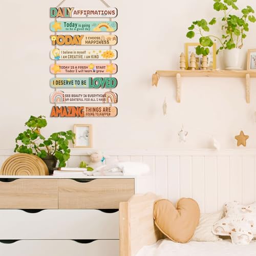 IARTTOP Daily Affirmations Inspirational Kids Classroom Wooden Hanging Sign - color: Inspirational Quote