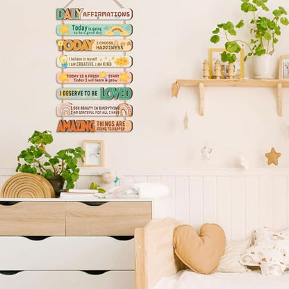 IARTTOP Daily Affirmations Inspirational Kids Classroom Wooden Hanging Sign - color: Inspirational Quote
