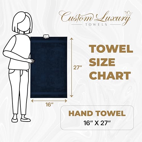 Blue Hand Towels for Bathroom - Monogrammed | Luxury Cotton Turkish Towels | Embroidered in USA | Set of 2 | Choose Set Color and Letter | A - Z | Script Font - color: Blue